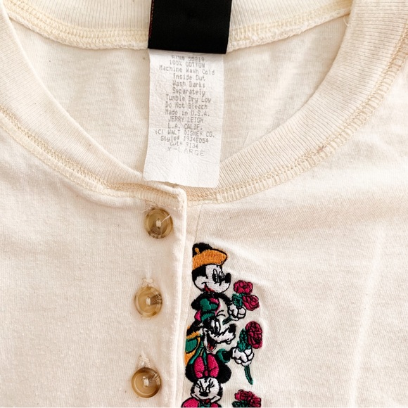 Vintage 90s Disney Mickey Mouse Embroidered long Sleeve Button Up Shirt size XL - Picture 5 of 6